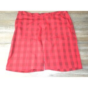 Adidas Climalite Golf Shorts Mens 42 Red Black Plaid Flat Front Performance